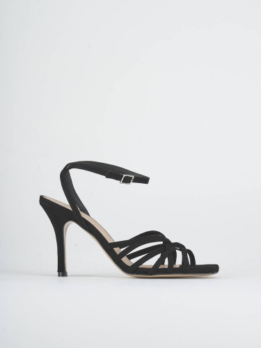 High heel sandals heel 9 cm black suede