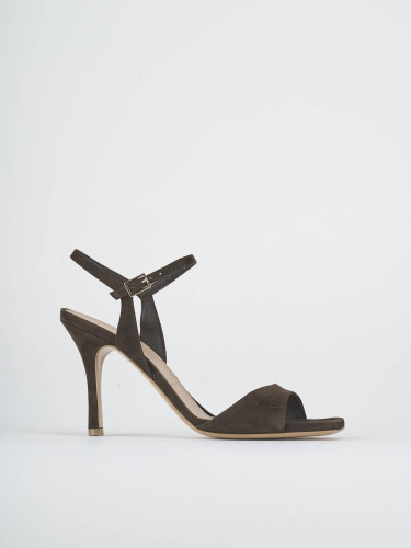 Sandalias de tacón alto tacón 8 cm marrón oscuro ante