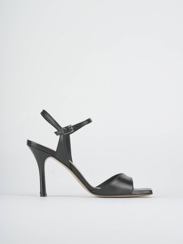 Sandalias de tacón alto tacón 8 cm negro cuero