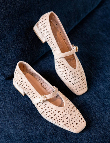 Bailarinas tacón 2 cm beis ante