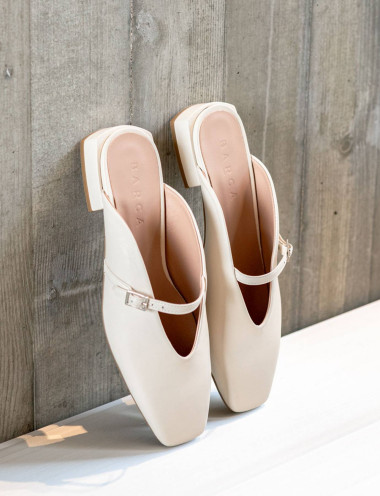 Sabot tacco 2cm pelle bianco