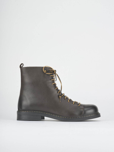 Combat boots heel 1 cm dark brown leather