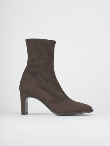 Botines de tacón alto tacón 7 cm marrón oscuro ante