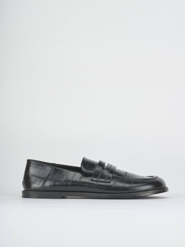 Mocasines tacón 1 cm negro cuero