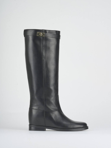 Stivali tacco 2cm pelle nero