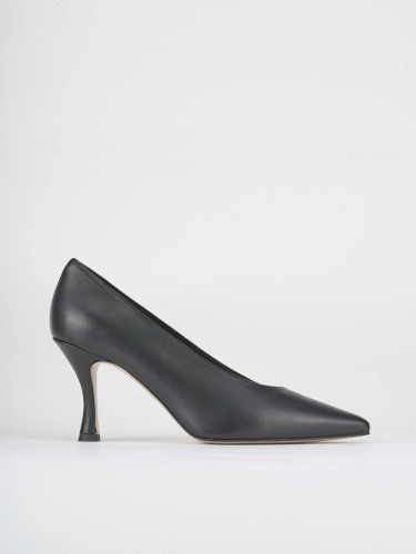 Zapatos de salón tacón 7 cm negro cuero