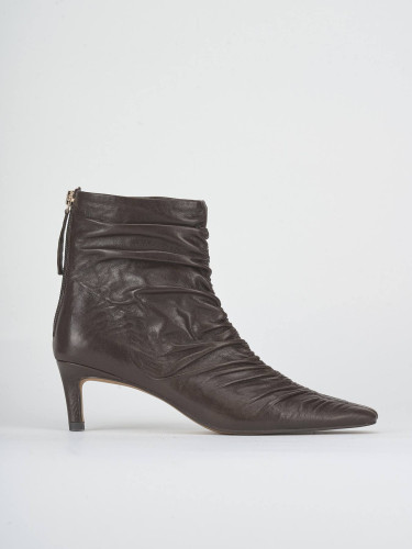 High heel ankle boots heel 5 cm dark brown leather