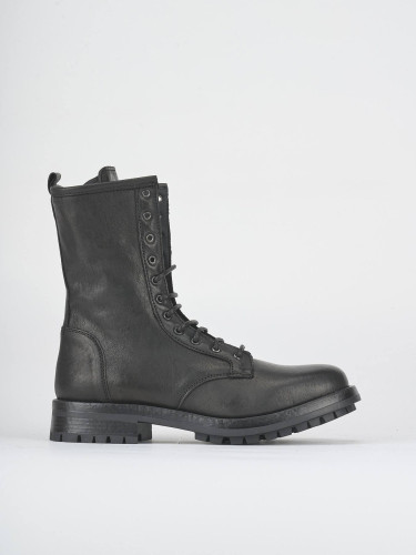 Combat boots heel 2 cm black leather