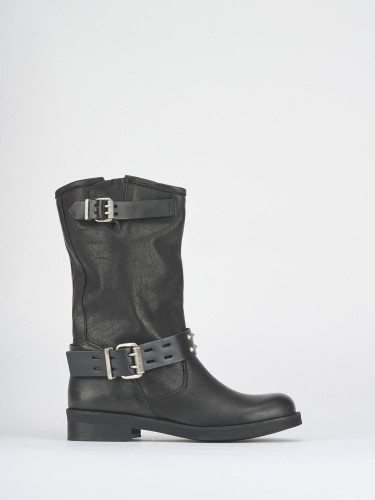 Stivali tacco 2cm pelle nero