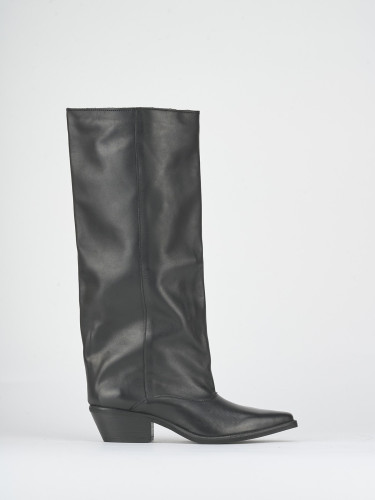 Stivali tacco 5cm pelle nero