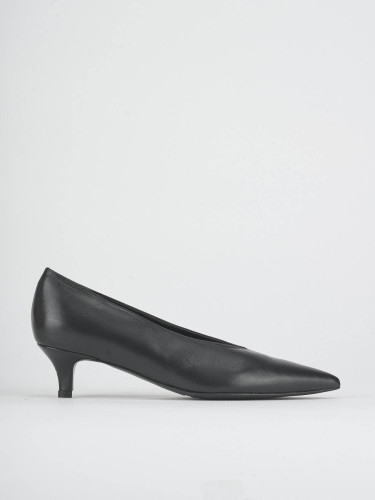 Zapatos de salón tacón 5 cm negro cuero