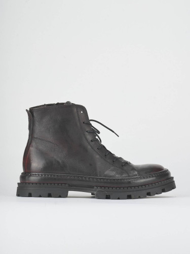 Botas militares burdeos cuero