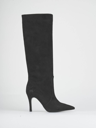Stivali tacco 9cm camoscio nero