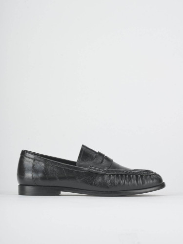 Loafers heel 1 cm dark brown leather