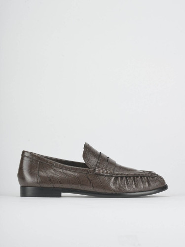 Mocasines tacón 1 cm marrón oscuro cuero