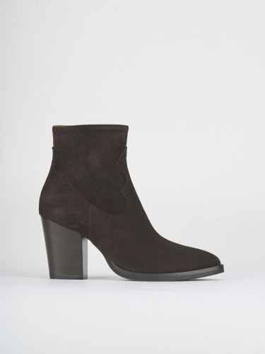 Botines de tacón alto tacón 8 cm marrón oscuro ante