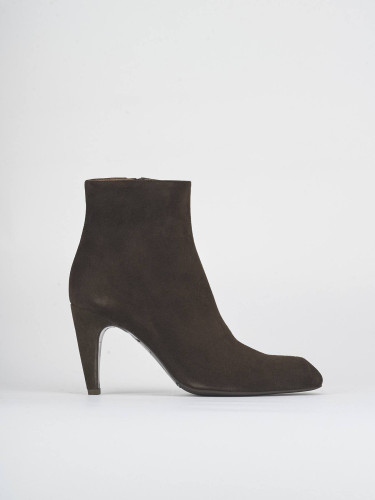 High heel ankle boots heel 8 cm dark brown suede