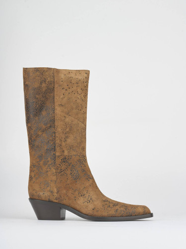 Stivali tacco 4cm pelle marrone