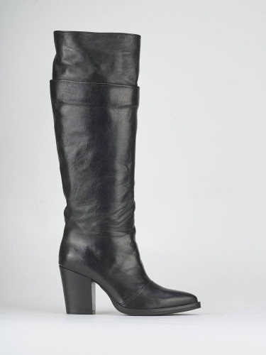 High heel boots heel 8 cm black leather