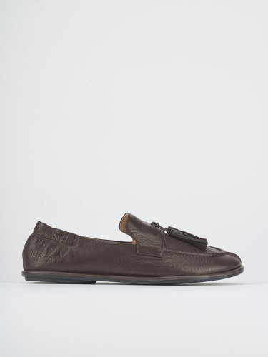 Loafers heel 1 cm dark brown leather