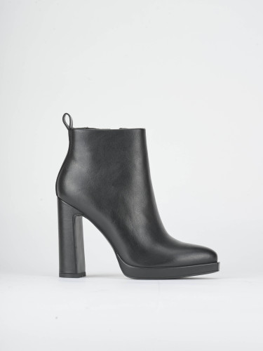 Stivaletti tacco 11cm pelle sostenibile nero