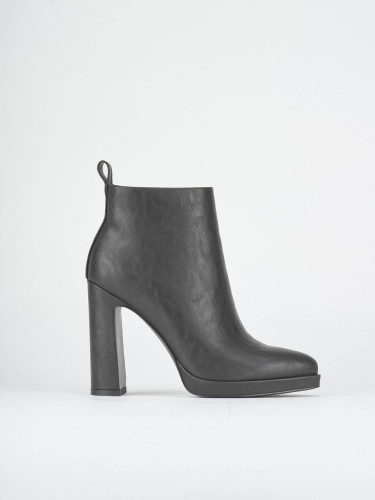 Botines de tacón alto tacón 11 cm marrón oscuro cuero sostenible
