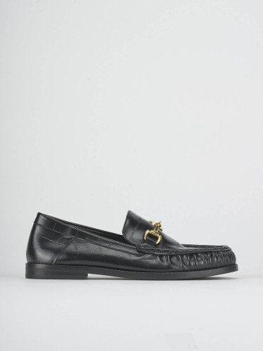 Mocasines tacón 1 cm negro cuero