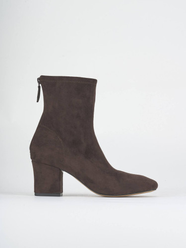 Botines de tacón alto tacón 6 cm marrón oscuro ante