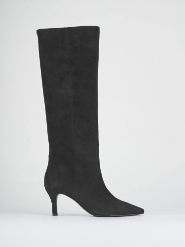 Botas de tacón alto tacón 7 cm negro ante