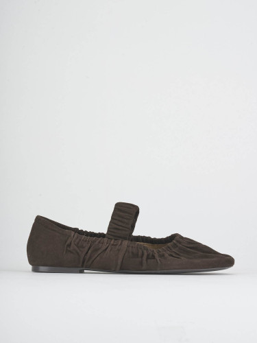 Flat shoes heel 1 cm dark brown suede