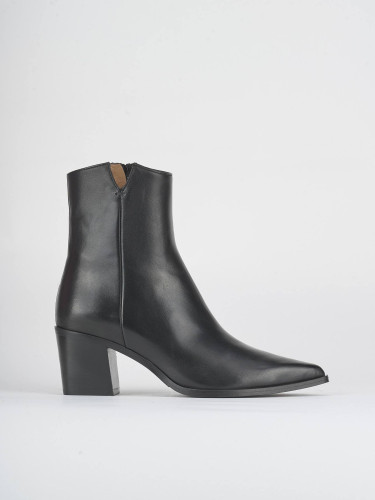 Botines de tacón alto tacón 6 cm negro cuero