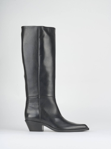 Botas de tacón bajo tacón 4 cm negro cuero