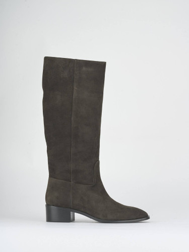 Botas de tacón bajo tacón 4 cm gris ante