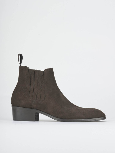 Ankle boots heel 4 cm dark brown suede