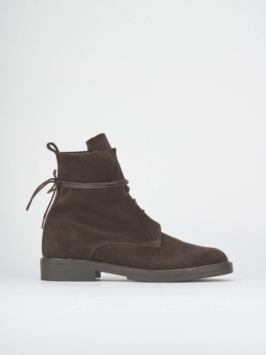 Combat boots heel 2 cm dark brown suede