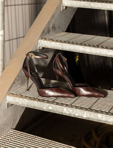 Décolleté tacco 9cm pelle sostenibile bordo'