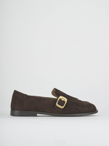 Loafers heel 1 cm dark brown suede