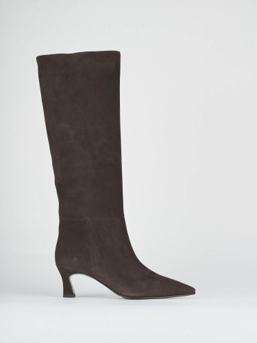 Botas de tacón alto tacón 6 cm marrón oscuro ante