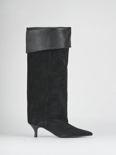 Botas de tacón alto tacón 5 cm negro ante