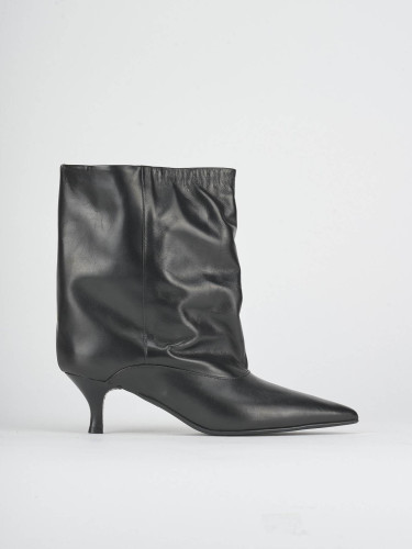 Botines de tacón alto tacón 5 cm negro cuero