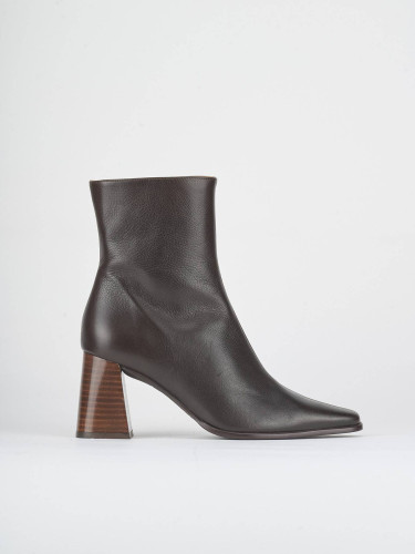 High heel ankle boots heel 8 cm dark brown leather