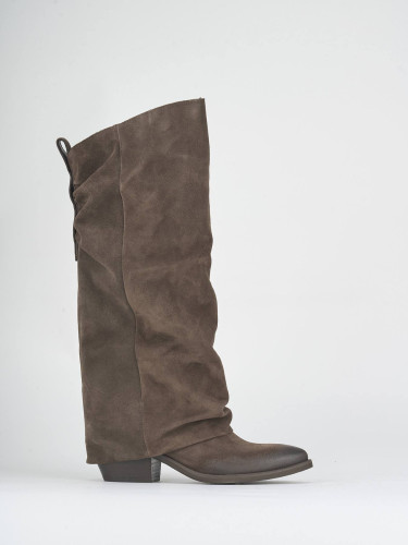 Stivali tacco 4cm camoscio testa