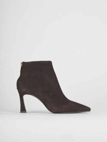 High heel ankle boots heel 8 cm dark brown suede