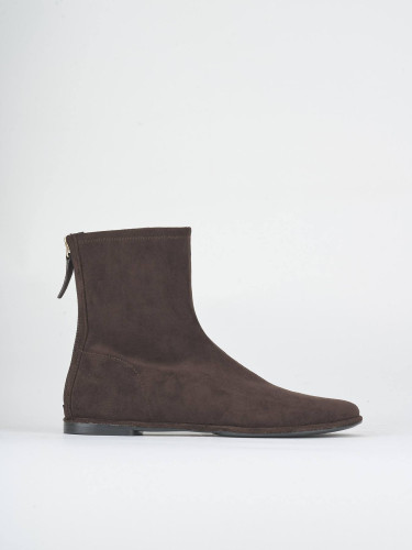 Botines de tacón bajo tacón 1 cm marrón oscuro ante