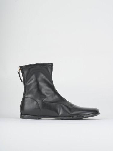 Botines de tacón bajo tacón 1 cm negro cuero