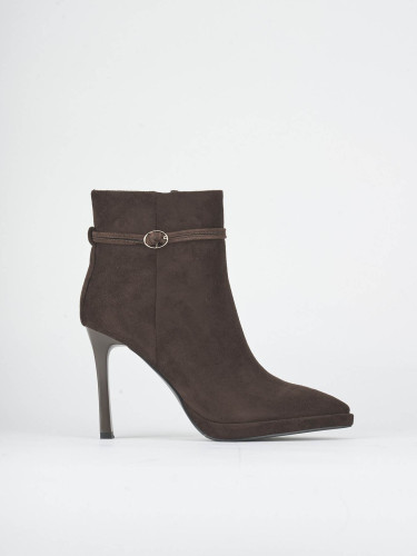 High heel ankle boots heel 9 cm dark brown susteinable suede