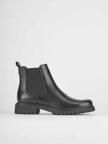 Botines de tacón bajo tacón 2 cm negro cuero