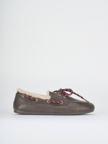 Mocasines tacón 1 cm marrón oscuro cuero