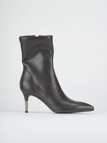 High heel ankle boots heel 7 cm dark brown susteinable leather