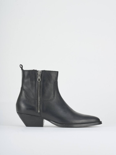 Botines de tacón alto tacón 5 cm negro cuero